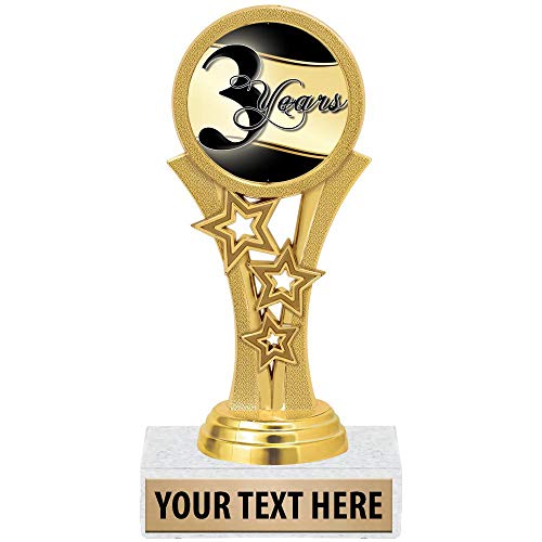 Crown Awards 3 Years Recognition Trophies, 5 1/2" Starbeam 3 Years Recognition Trophy, Engraving Included