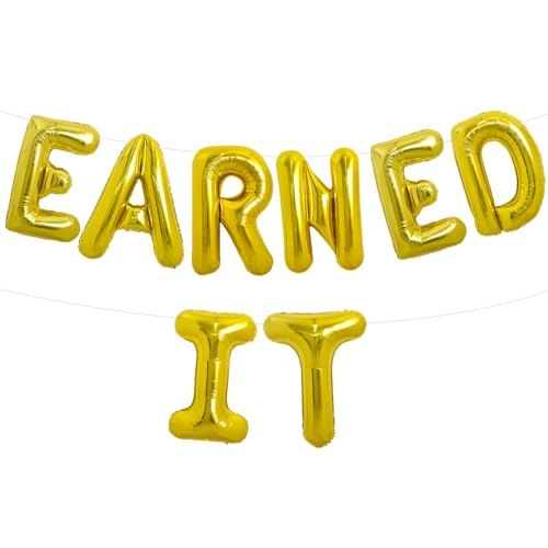 Image of TONIFUL Gold Earned It Graduation Balloon Banner 2026 Nurse Graduations Decorations,2026 Nursing Balloons Gold Earned It Nursing Balloons for Class of 2026 RN Grad Party Supplies