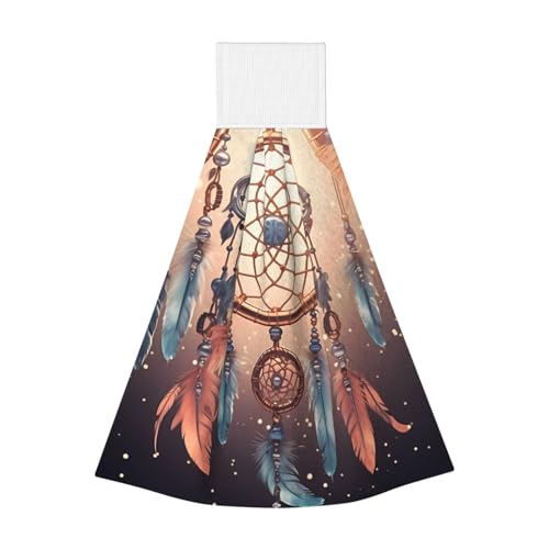 QMNSEHF Toalla de mano colgante con atrapasueños nativos americanos, toalla de cocina suave de terciopelo coral, toalla de corbata súper absorbente con lazo para colgar, toallas para lavar la cara,