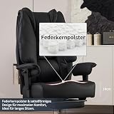 EXCEBET Fotel biurowy do dużych obciążeń, 180 kg – XXL fotel szefa, ergonomiczny (Big & Tall), rdzeń ze sprężyn kieszeniowych 14 cm (komfort), krzesło biurowe, sztuczna skóra, wysokie oparcie do biura