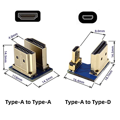 NFHK 2pcs/Set HDMI to Micro HDMI Type A to Type-D Male Connector Socket Opposite U Shape Back Angled for Raspberry PI 3B/3B+/4B - Image 3