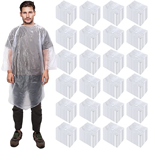 150 Pcs Disposable Rain Ponchos Bulk for Adults Emergency Ponchos with Hood for Man Women Travelling Camping Hiking(Clear)