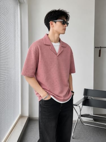 Image of Waffle (Cotton) Men t-Shirts Classic Short Sleeve Lightweight Summer Wear Casual Oversized t Shirt for Men