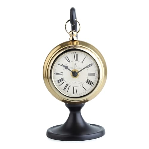 Image of Decor de Maison Brings Handcrafted Seishi Table Clock for KidsRoom, Living Room, Bedroom, Study Table|Classic Non-Ticking Tabletop Battery Operated Analog Desk Clock in Gold (10x10x30cm)