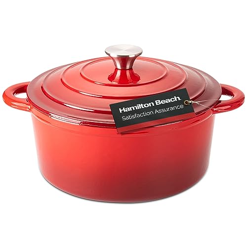 Hamilton-Beach-Enameled-Cast-Iron-Dutch-Oven-55-Quart-Red-Cream-Enamel-Dutch-Oven-Pot-with-Lid Hamilton Beach Enameled Cast Iron Dutch Oven 55 Quart Red Cream Enamel Dutch Oven Pot with Lid