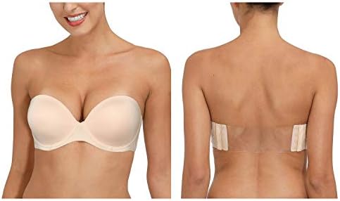 Lwear Women's Strapless Backless Convertible Clear Straps Full Figure Bra Plus Size Nude, 36DDD/F