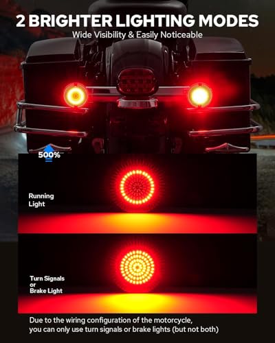 Image of Benlari 3 1 /4 inch LED Turn Signals, 81 LEDs Rear 1156 1157 Turn Signals Brake Light Kit with 2 Smoked Lens Cover Fit for Harley Davidson Touring Sportster Iron 883 Dyna Softail 1986-2024
