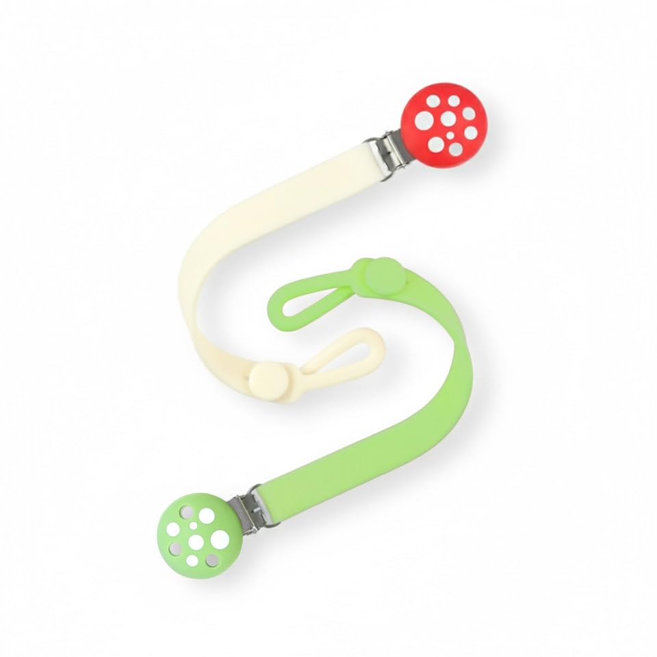 RaZbaby Chompy - Juego de 2 clips de silicona para chupete, texturizados, suaves y flexibles con ajuste universal, diseño de una pieza, sin BPA,