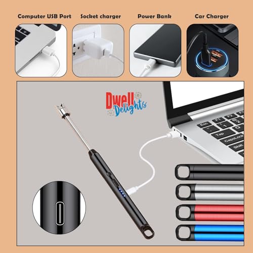 Image of Rechargeable Electric Gas Lighter for Kitchen Cooking Gas Stove, 360 Flexible Neck Arc Lighter Plasma Flameless Windproof USB Lighter - 400 Uses in Single Charge