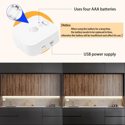 Image of Motion Sensor LED Light Strip with Dual Power Supply and Auto Shut-Off Timer, Night Light, 9.84ft Motion Activated Waterproof LED Strip Light for Kitchen, Cabinet, Bedroom, Shelf, Bed Warm White 2700K