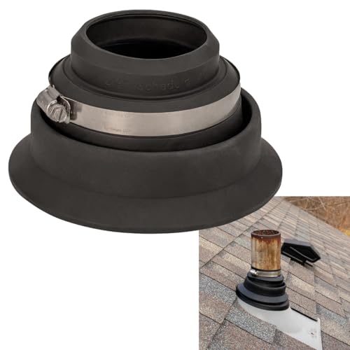 Roof Pipe Flashing Collar Repair Boot for 2.53 Vent Pipes Thermoplastic Rubber Roof Vent Boot with Stainless Steel Clamp Flexible Waterproof Roof Boot Replacement