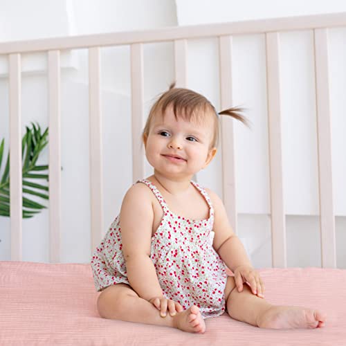 Image of Ultra Soft Muslin Crib Sheets for Baby, Premium Breathable Organic Cotton Crib Fitted Sheet for 52''x28''Standard Crib and Toddler Mattress,2 Pack Pink&Coral