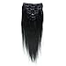 Uotp Hair ®Straight Remy Human Hair Clip in Hair Extension 12 Inches, 8pcs/set, Color #1B Off Black
