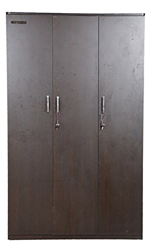 Mehidpurwala Engineered Wood Three Door Wardrobe (Brown)