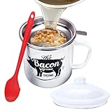 Contenedor de grasa – Olla de filtro de de 1200 ml | Olla colador de, recipiente de grasa para almacenamiento de grasa, recipiente de grasas de cocina con colador espátula, para cocina