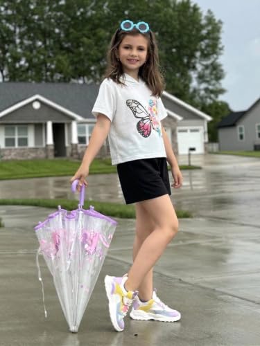 Image of Girls Summer Outfits Kids Hooded-Shirts and Elastic Waist Shorts Sets | short sleeve drop shoulder hooded shirt and shorts with two pockets tie dye leopard letter