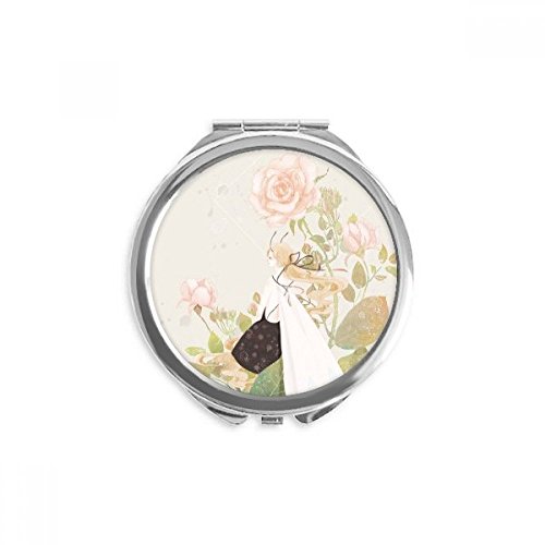 Espejo redondo portátil DIYthinker, alta claridad con elegante diseño de flor china