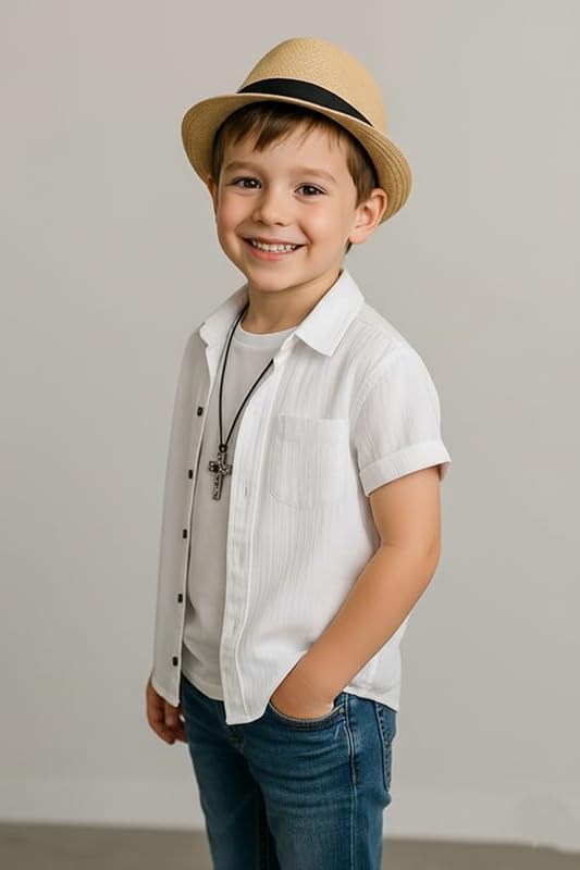 Image of Boys Regular Fit Solid Casual Shirt with Spread Collar - Comfortable Shirts