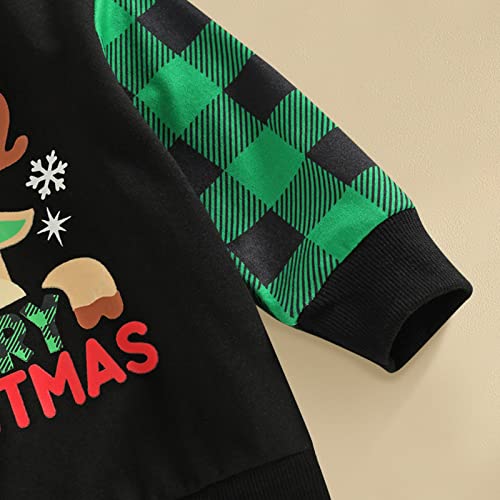 Infant Boys Girls Christmas Long Sleeve Plaid Pullover Sweatshirt Toddler Cartoon Deer Prints Crew Neck Tops Hoodie3