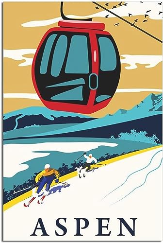 Póster de viaje vintage de Aspen en lienzo de 50x75cm para decoración de salones
