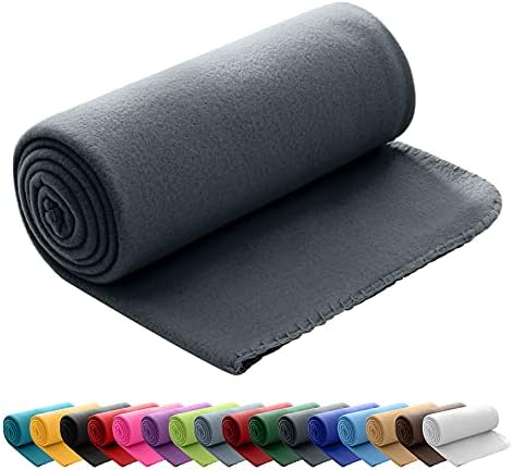 Koc polarowy OekoTex 130 x 160 cm ok. 400 g, z zabezpieczeniem przed mechaceniem i obrębionym brzegiem, ciemnoszary/szary