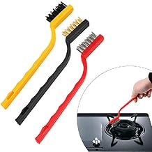 ALOUD CREATIONS Plastic Set Of 3 Pc Gas Cleaning Brush | Steel Brush | Wire Brush | Gas Stove Cleaning Brushes | Kitchen Tools Cleaning Kit | Chimney Cleaning Brush | Burner Cleaner Brush