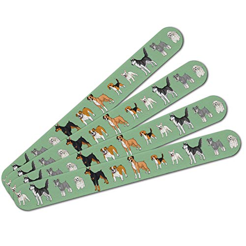Plenty of Dogs Pattern Double-Sided Nail File Emery Board Set 4 Pack