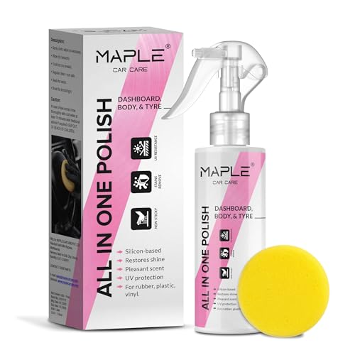 Image of Maple Car Care All-in-One Car Polish 200 ml | Dashboard, Body & Tyre Shine Cleaner | Multi-Surface Polish for Plastic, Vinyl, Leather, Paint, Chrome & Rubber | Car Polish for Shine & Protection