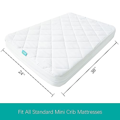 Image of Zippered Mini Crib Mattress Protector Waterproof, 6-Sided Encasement