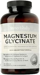 Magnesium Glycinate 180 Capsules (3 Month Supply) 280mg Elemental Magnesium - High Strength Easy to Absorb Magnesium Supplement with No Additives by Inner Vitality