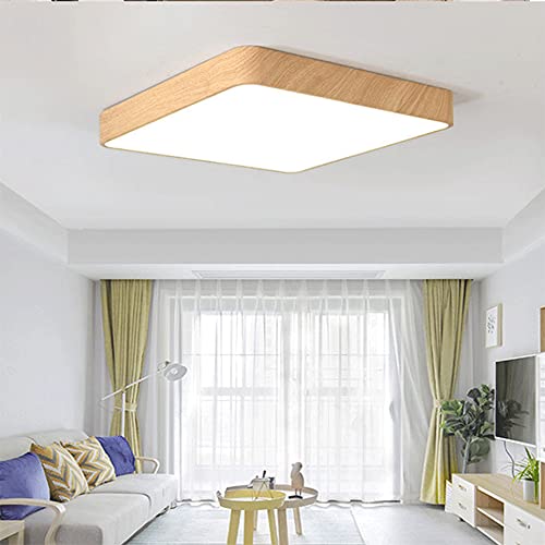 Plafonnier plat japonais en bois LED pour éclairer un bureau calme - 5
