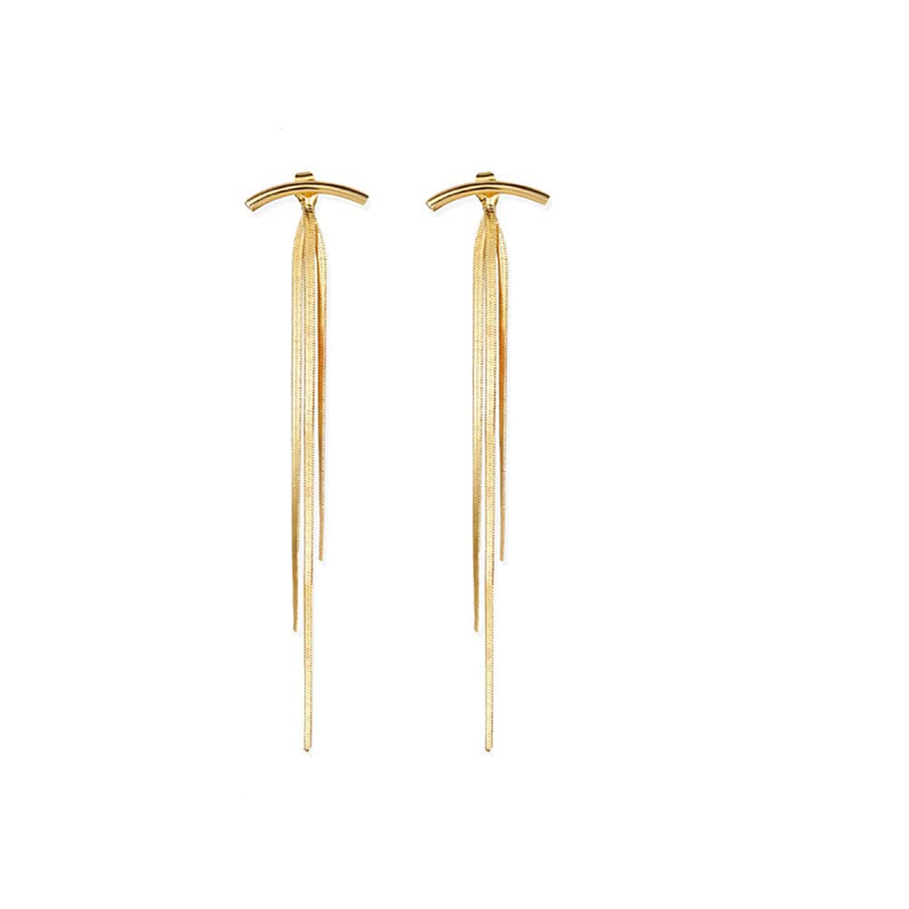 WedityPendientes de mariposa de cristal con borla larga de Wedity, pendientes de gota con borla de hueso de serpiente dorada, joyería de cadena para mujeres y niñas
