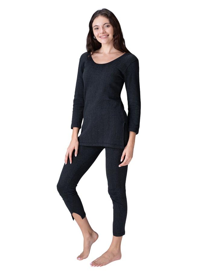 Lux Champion Women's Thermal Wear Set | Warm & Comfortable Thermals for Women | 3/4 Top & Trouser Body Warmer Combo for Women & Girls | Premium Lux Thermal Winter Wear Top and Bottom for Womens