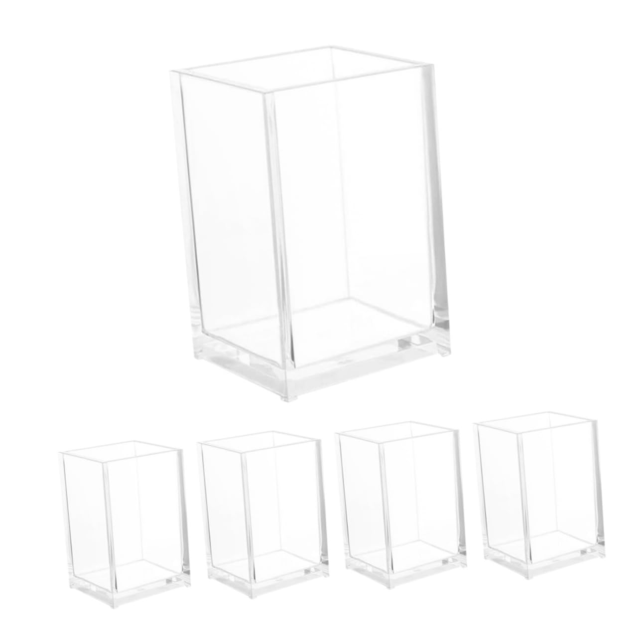 Porte-pinceaux de maquillage transparent en lot de 5 pour l'organisation du bureau