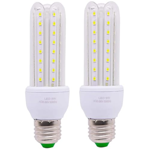 Ampoules LED E27 Blanc froid 6000K, 9W 800LM Ampoule Economie Energie verre métal, E27 Culot à Vis, Ampoules LED intérieur lumière pour l’éclairage domestique, SMD 2835 U Non-dimmable (2 pièces)