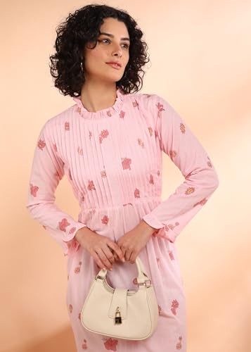 Image of Maaesa Women Floral Cotton Flared Dress