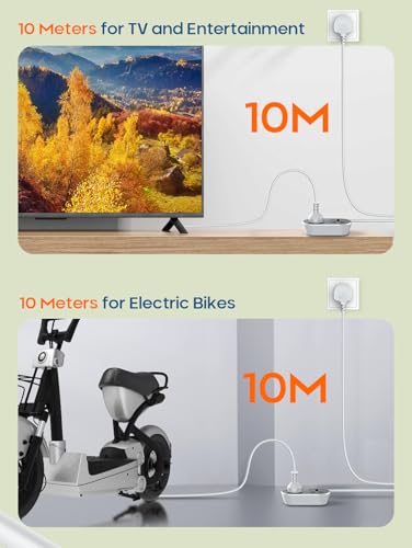 سلك تمديد طاقة ثنائي الاتجاه بطول 10 متر من بيجانت، 2 منفذ عالمي، كيبل تمديد مزدوج 10 متر، 2500 واط 2 قابس سلك كهربائي للمكتب والطاولة والأرضية والمكتب والسيارة (باتجاهين بطول 10 متر)