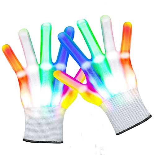 SDAOP LED Handschuhe, Kinder Leuchtende Handschuhe, Blinkende Handschuhe 5 Farbe 3 Modus, LED Blitzhandschuhe, Blitz Led Handschuhe für Geschenke, Weihnacht, Raves Party und Clubs, Halloween (11+) Cover