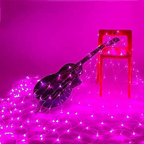 Lichterketten Weihnachten Pink 8 Modi Lichterketten Outdoor Open Air Vorhang Netz Kaltlicht Fußböden Decken Rasen Lichterketten Dekorationen-5 x 5 ft
