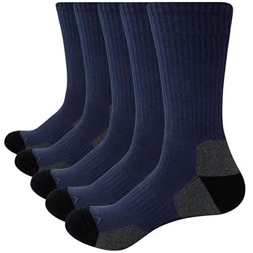 YUEDGE 5 paar Sportsocken für Herren Atmungsaktiv Hochleistung Wandersocken Trekkingsocken 43-46, Size MXL, Blau Cover