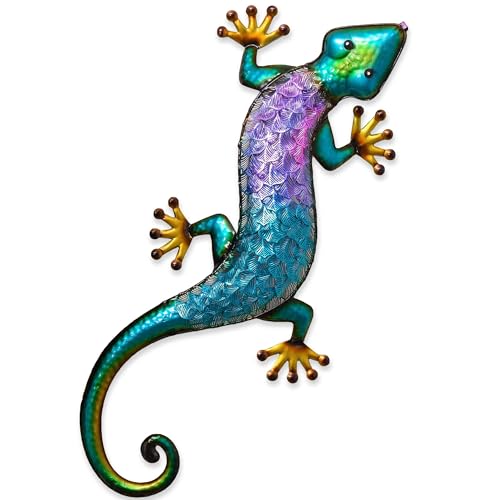 Teresa's Collections 24 Inch Gecko Metal Wall Art Outdoor Lizard Decor For Backyard Porch Home Patio Lawn Fence Decorations