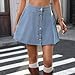 Women Denim Mini Skirt Button Front A-Line Jean High Waisted Casual Outfits Spring Summer Fashion Loose Fit Skirts S-2XL