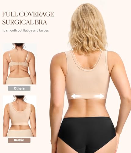 Image of BRABIC Surgical Bra Front Closure - Comfort Compression Mastectomy Bras for Women Post Surgery with Full Coverage