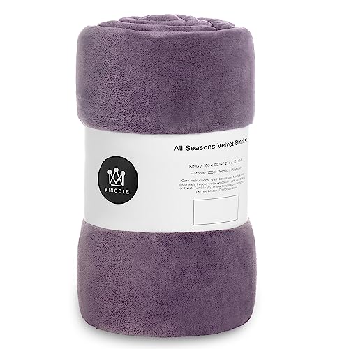 Kingole Flannel Fleece Microfiber Throw Blanket, Luxury Lavender Purple Twin Size Lightweight Cozy Couch Bed Super Soft And Warm Plush Solid Color 350Gsm (66 X 90 Inches) #TOP1