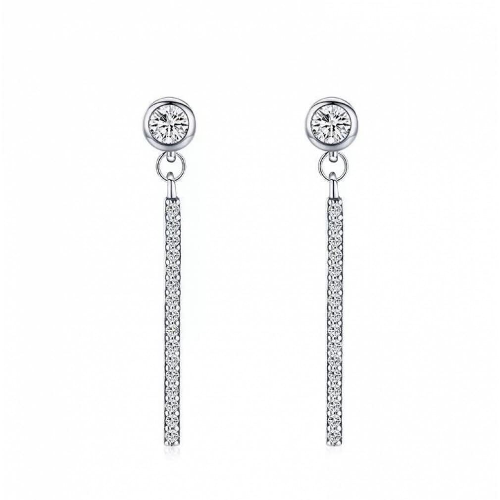 HLTYGWX Funkelnde Ohrhänger aus 925er-Sterlingsilber, transparente Hängeohrringe für Damen, Hochzeitsschmuck