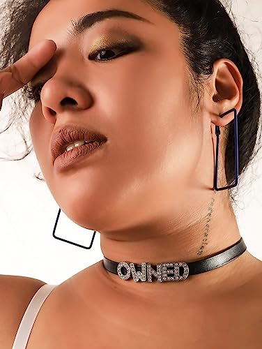Sacina Gothic Punk Cute Owned Choker, Black Choker, Black PU Leather Chocker Collar, Gothic Goth Necklace, Costume Jewelry, Halloween Christmas Jewelry Gift for Women2