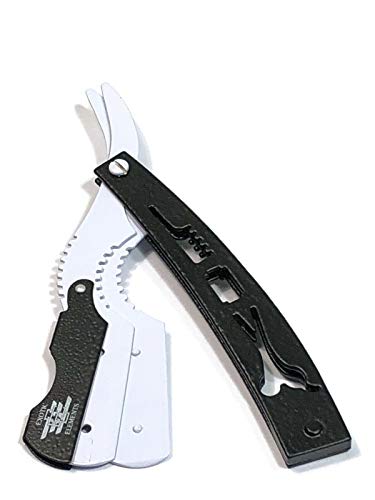 Black And White Pro Barber Straight Edge Razor Folding Knife For Beard Shape Up