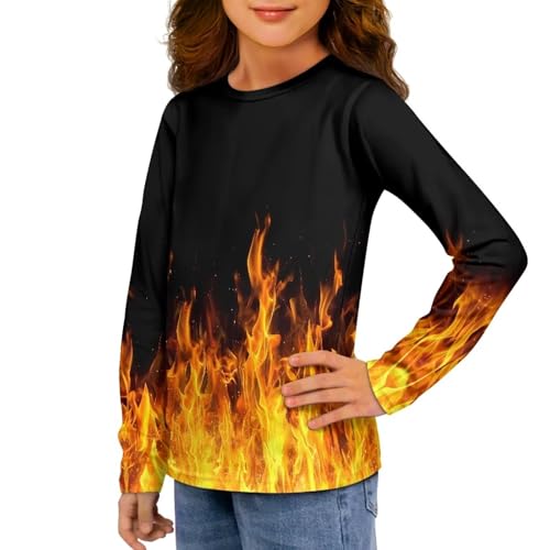 Kids Girls Soft Tees Comfy Blouses Long Sleeve Tops Crewneck T-Shirts2