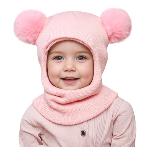Sea Zaela Toddler Winter Hat Scarf Baby Beanie with Neck Warmer Boys Girls Warm Windproof Knit Hats 1-6 T