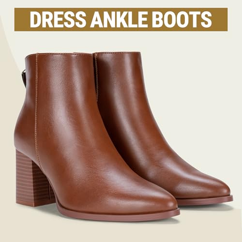 Jeossy Women's Point Toe Ankle Chunky High Heel Dark Brown Boots Size 8, 9635 — view 3